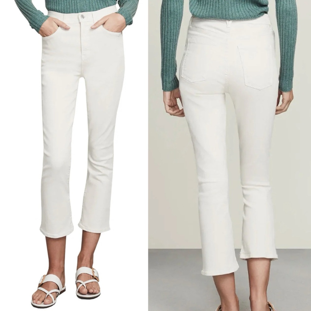 Veronica Beard Carly High Rise Kick Flare Jean in Ecru